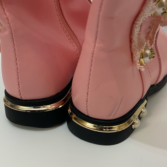 Kids Pink Bow Lace Riding Boots - Picture 5 of 8